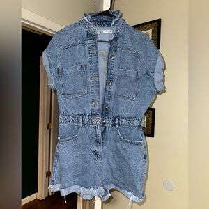 Zara Light Blue Denim Romper